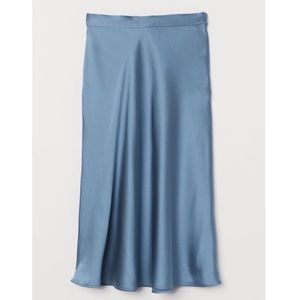 H&M calf-length satin skirt, 8, cornflower blue